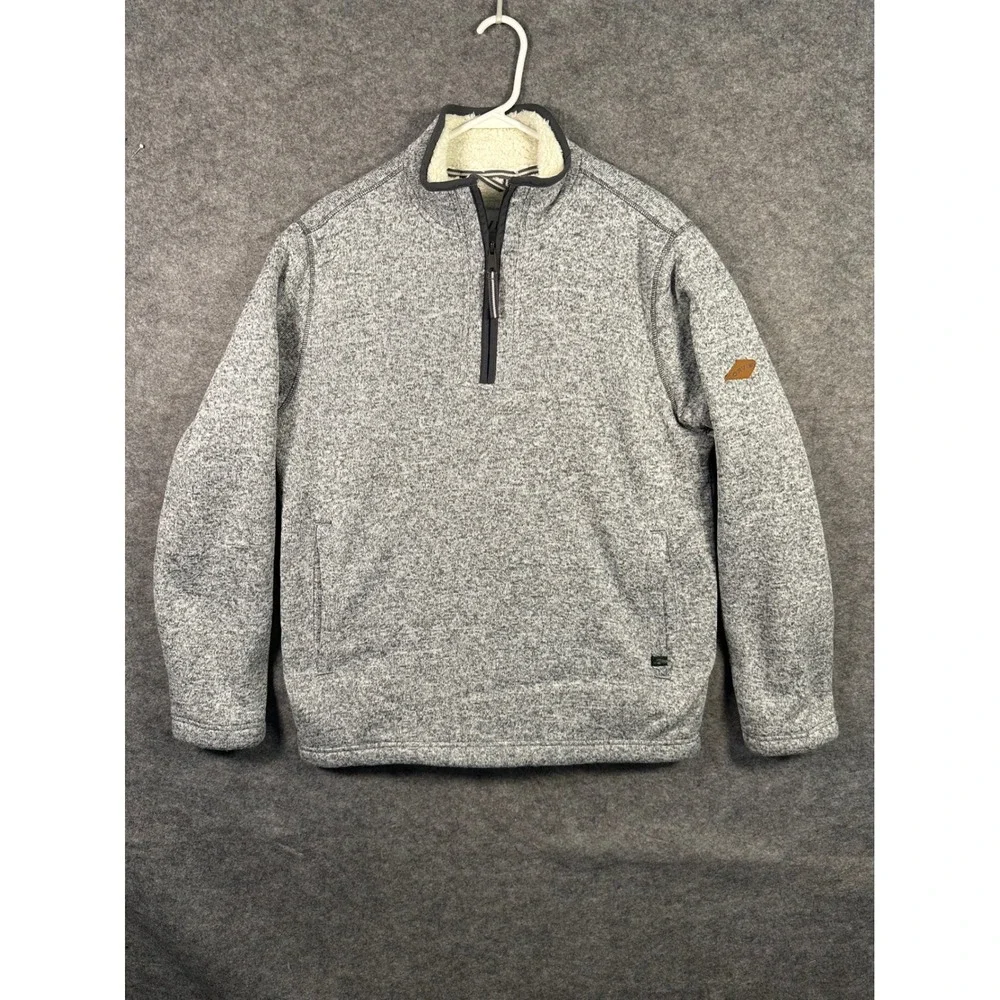 Orvis Classic Collection Mens Fleece Lined 1/4 Zip‎ Gray Pullover Sweater